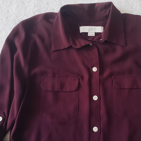 LOFT Burgundy Blouse - Picture 6 of 12